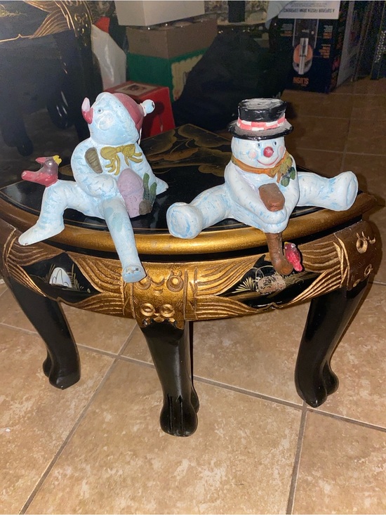 Other - Vintage Cast Iron Pair of Snowman Stocking Holder Figurines